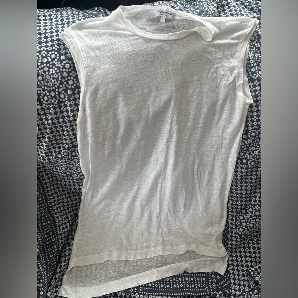 Emerson Fry oversized linen sleeveless tank coverup tunic size small